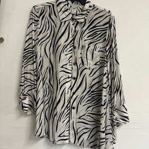Multiples Black and White Animal Print Blouse
